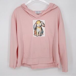 Vtg Diane Wat Design Handpainted Hoodie Top Pink Bunny Rabbit Shirt Medium 0068